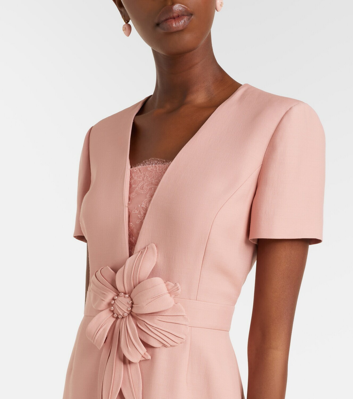 Valentino Crepe Couture floral-appliqué midi dress