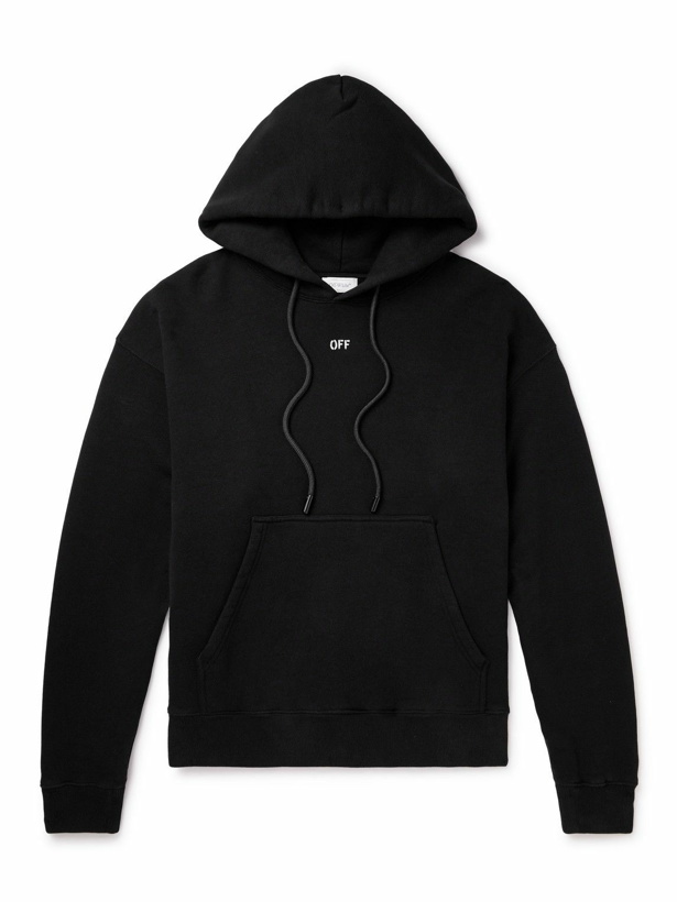 Photo: Off-White - Logo-Print Cotton-Jersey Hoodie - Black