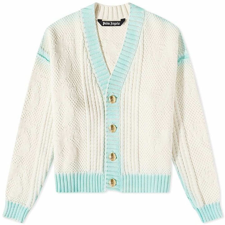 Photo: Palm Angels Men's Sprayed Palm Cardigan in Off White