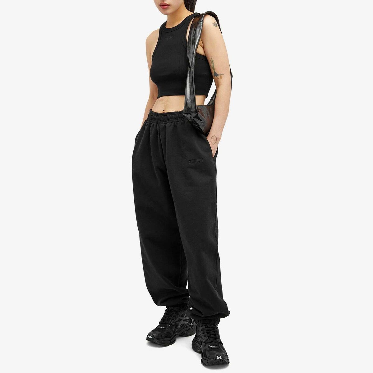 Vetements Women's Cropped Racing Tank Top in Black