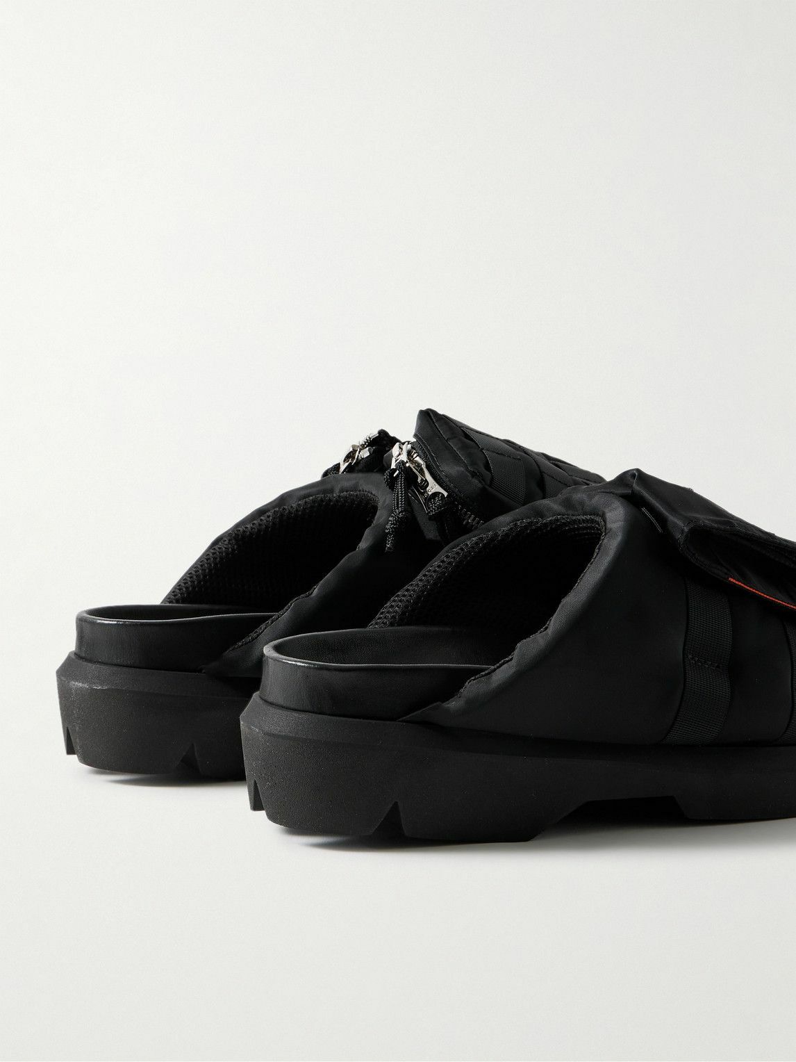 Sacai - Webbing-Trimmed Shell Slides - Black