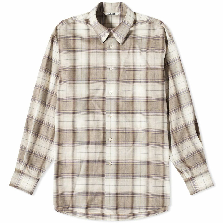 Photo: Auralee Men's Superlight Wool Check Shirt in Light Brown Check