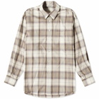 Auralee Men's Superlight Wool Check Shirt in Light Brown Check