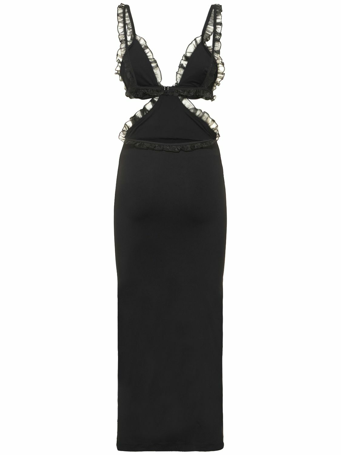 GIAMBATTISTA VALLI Ruffled Crossed Jersey Cutout Midi Dress