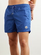 Moncler - Straight-Leg Mid-Length Logo-Appliquéd Swim Shorts - Blue