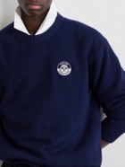 FRAME - Logo-Embroidered Cashmere Sweater - Blue