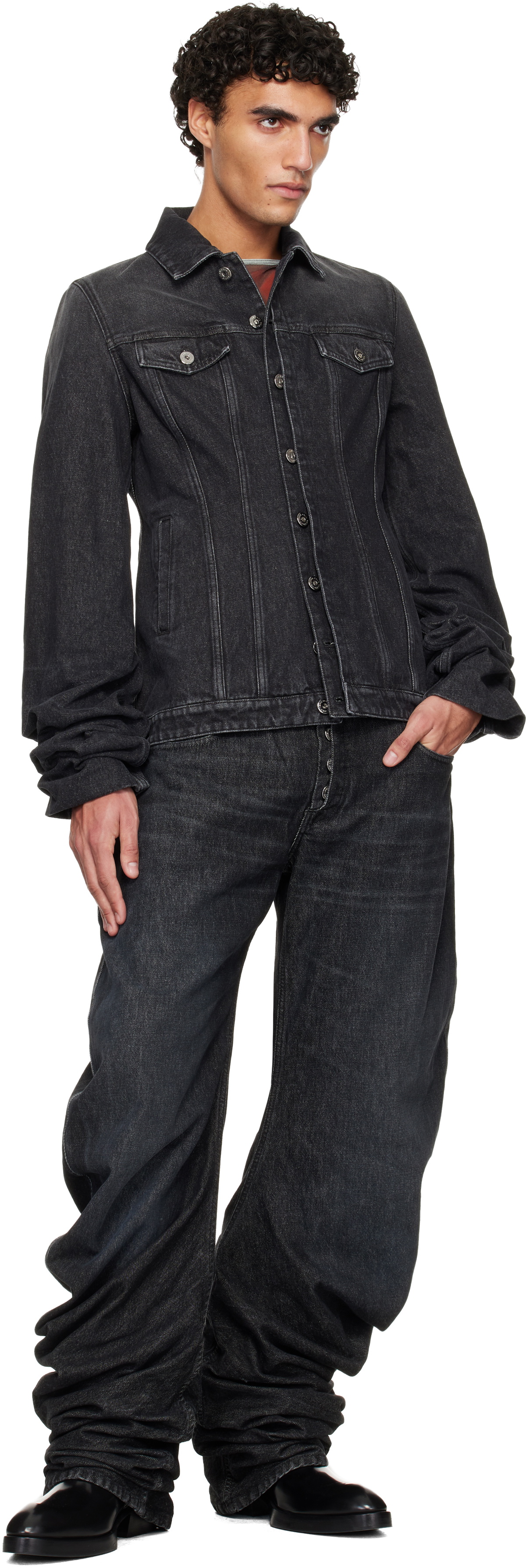 ジャケット・アウター jean paul gaultier Black denim jacket Jean Paul Gaultier Black Oversized Sleeves Denim Jacket Jean Paul