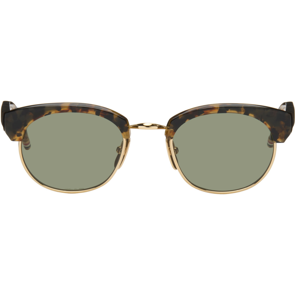 Thom Browne Brown Acetate & Titanium Oval Sunglasses