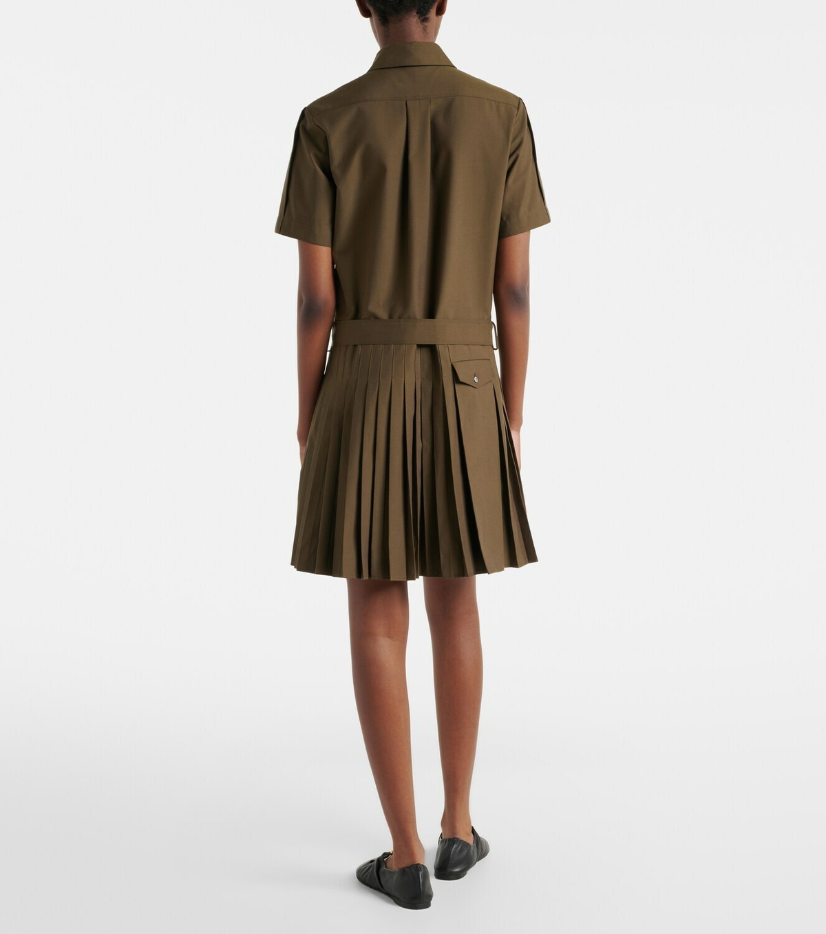 Loewe Belted pleated cotton-blend shirt dress