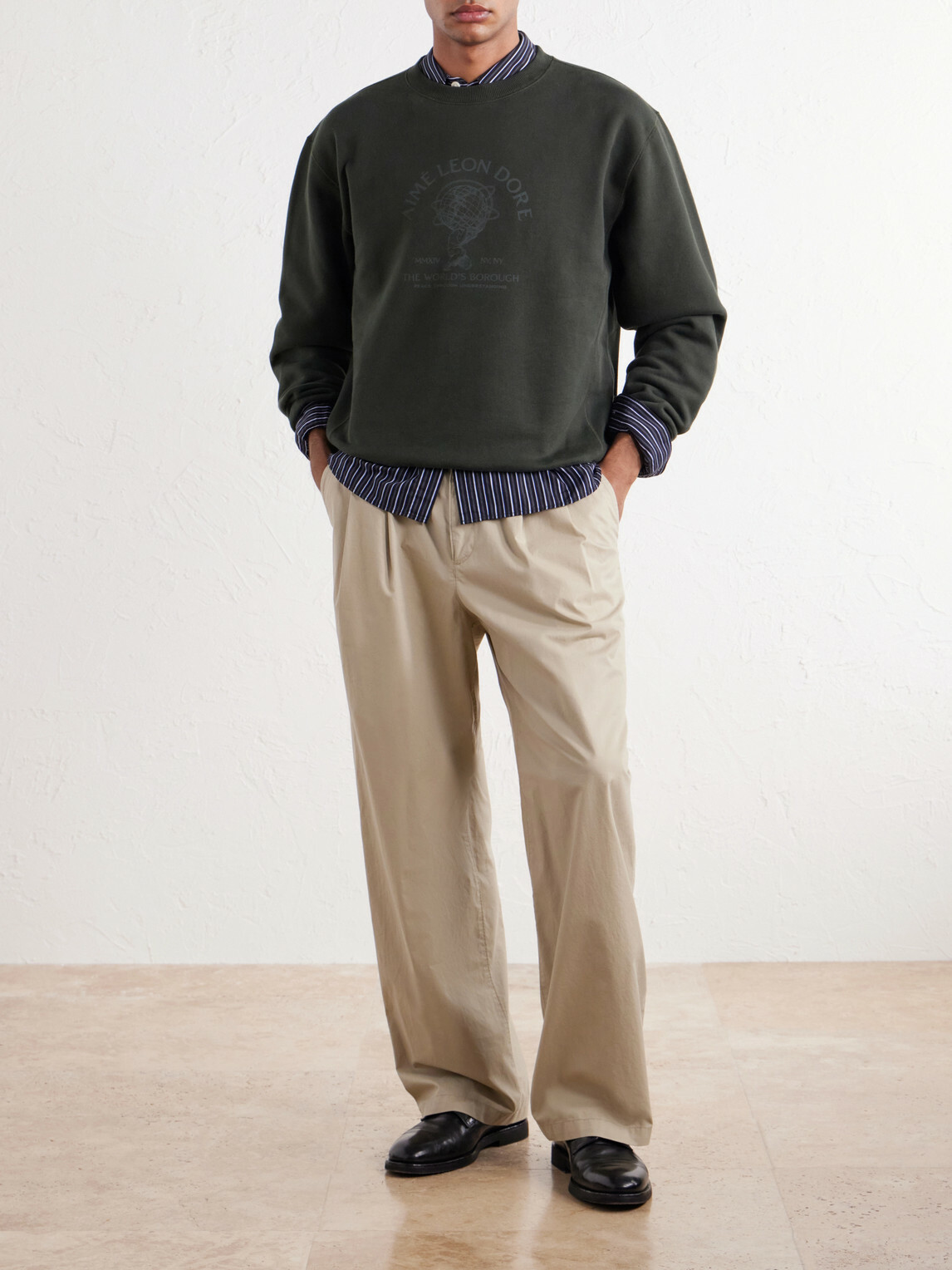Aimé Leon Dore - Atlas Logo-Print Cotton-Jersey Sweater - Green