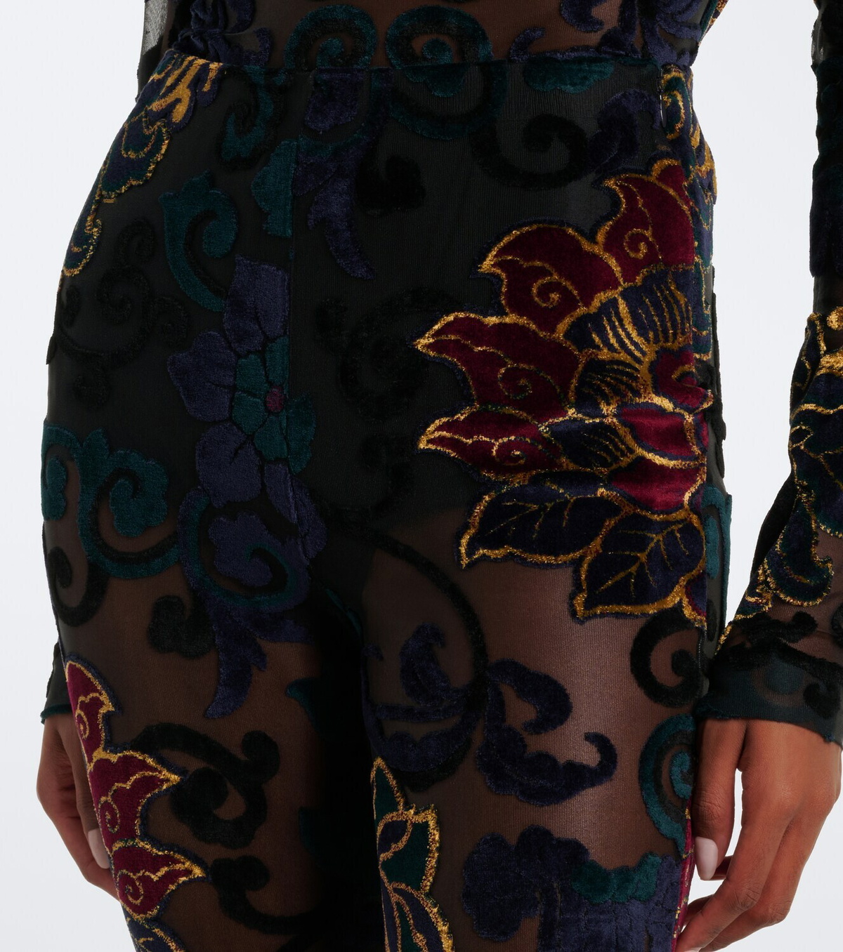 Etro Devoré floral sheer flared pants