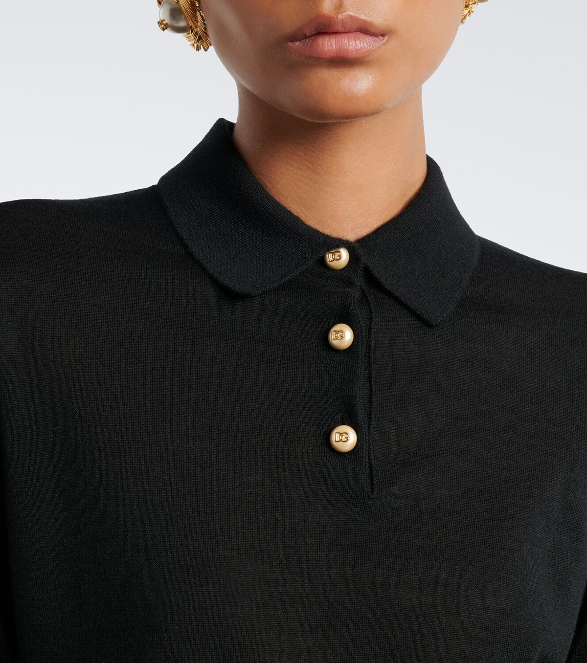 Dolce&Gabbana Embellished cashmere polo sweater