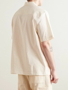 MILES LEON - Rosa Camp-Collar Striped Tumbled Cotton and Linen-Blend Shirt - Neutrals