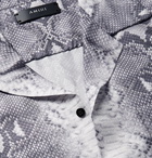 AMIRI - Camp-Collar Snake-Print Silk Shirt - Gray