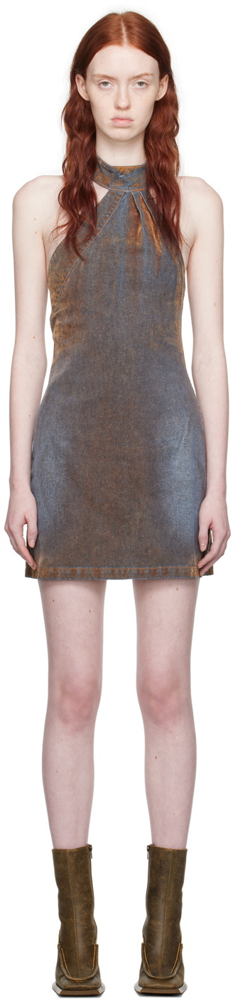 Masha Popova Brown Halter Denim Minidress