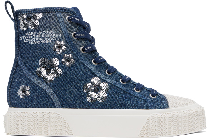 Photo: Marc Jacobs Navy 'The Sequin Daisy Denim High Top' Sneakers