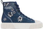 Marc Jacobs Navy 'The Sequin Daisy Denim High Top' Sneakers