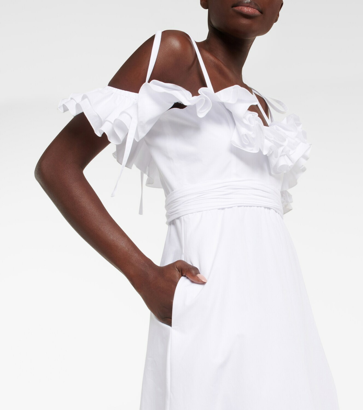 Giambattista Valli - Ruffle-trim cotton poplin midi dress