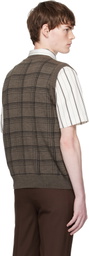 Ernest W. Baker Brown Check Jacquard Vest