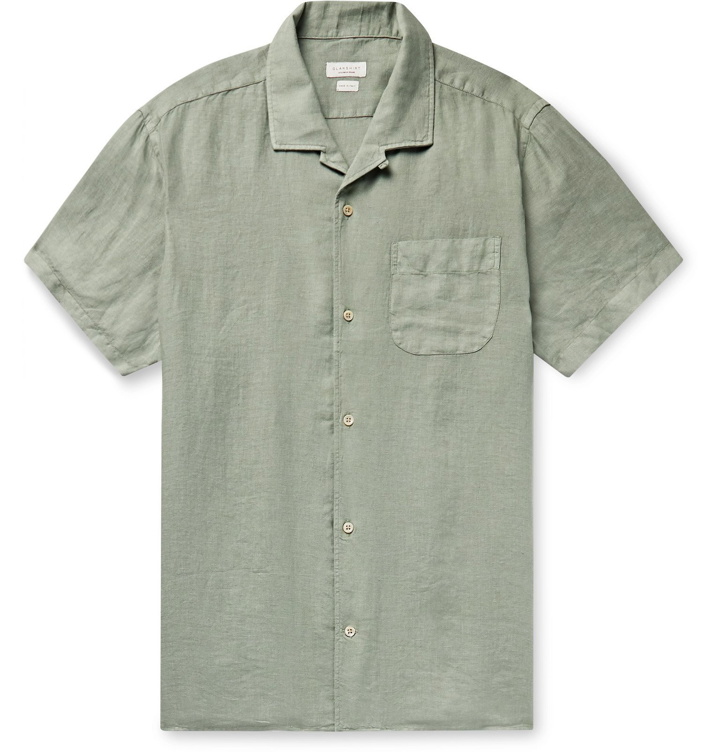 Photo: Incotex - Jake Camp-Collar Linen Shirt - Green