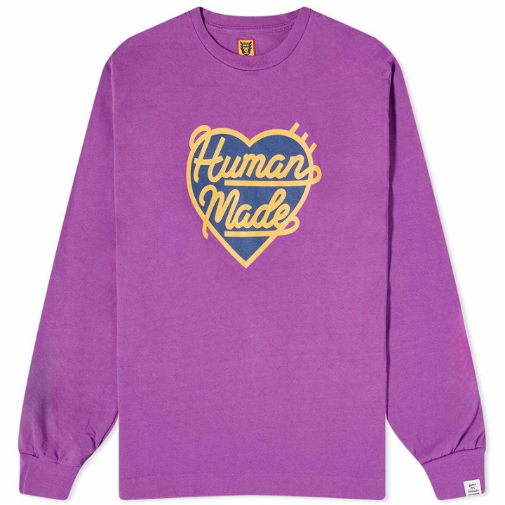 Photo: Human Made Men's Long Sleeve Heart T-Shirt in Purple