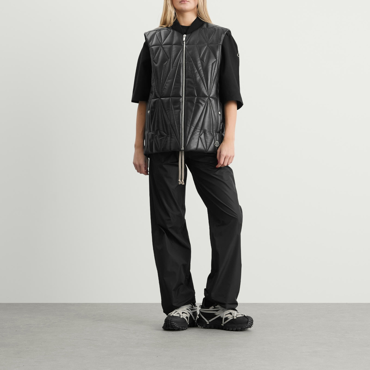 Rick Owens x Moncler Geocamo Flight Leather Vest in Black