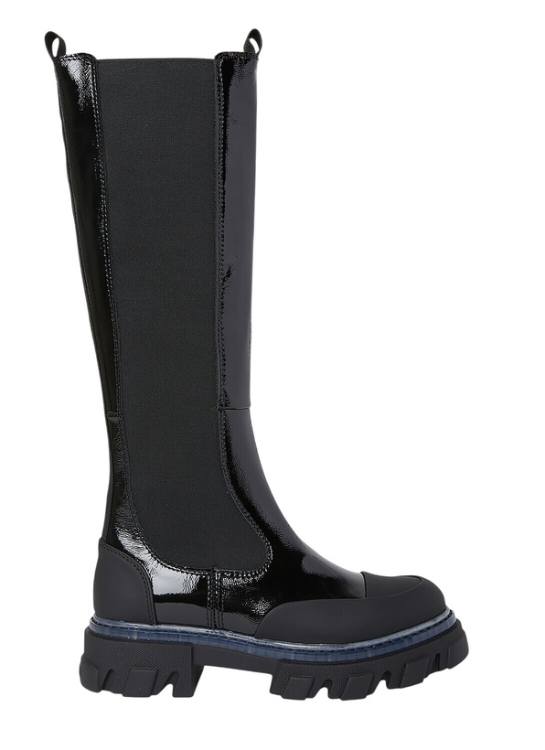 Photo: GANNI Patent Knee High Chelsea Boots