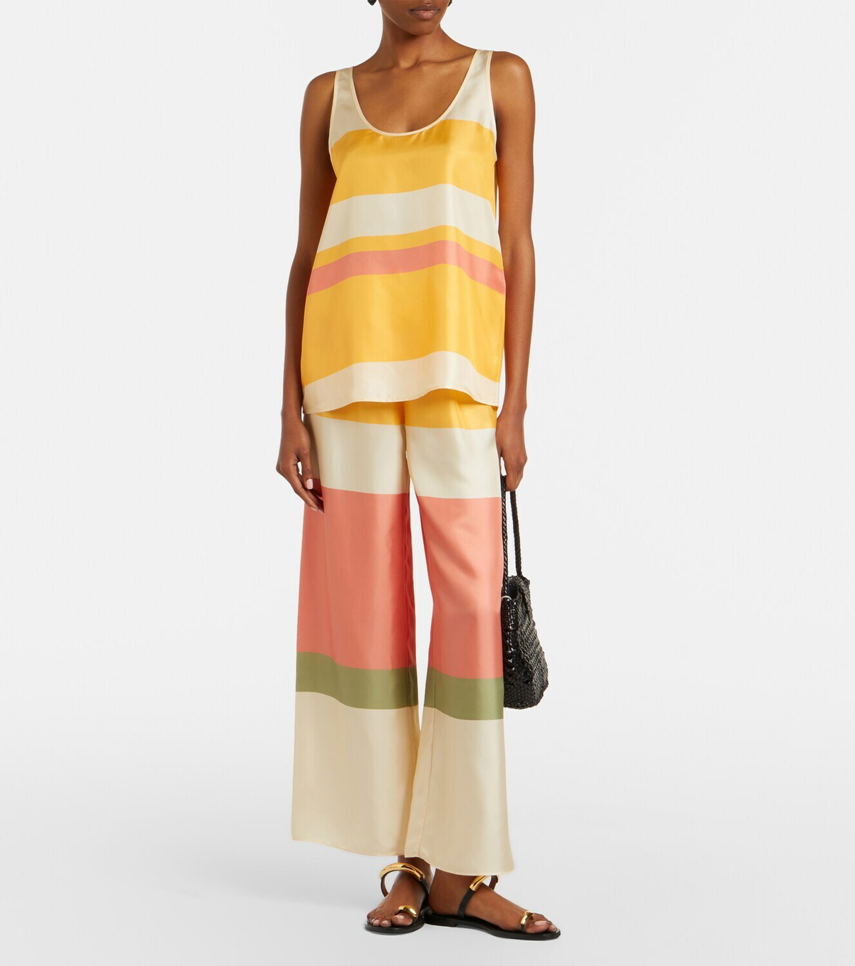 Eres Sorbets striped silk twill top