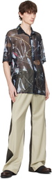 Serapis Blue & Black Sougiades Grid Mesh Shirt