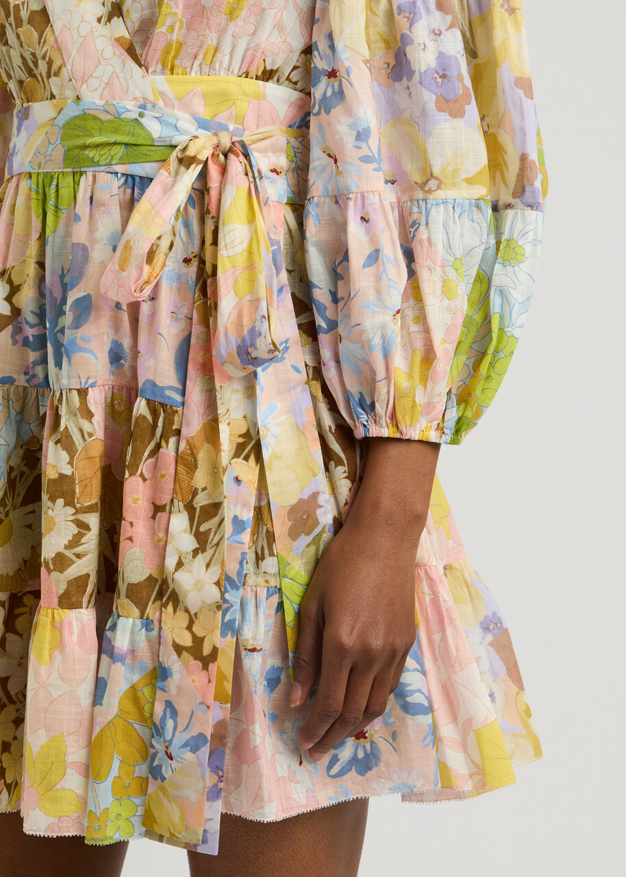 ワンピース ZIMMERMANN Frill cotton short dress with floral print Zimmermann Cotton Floral Ruffle Cascadian Mini Dress