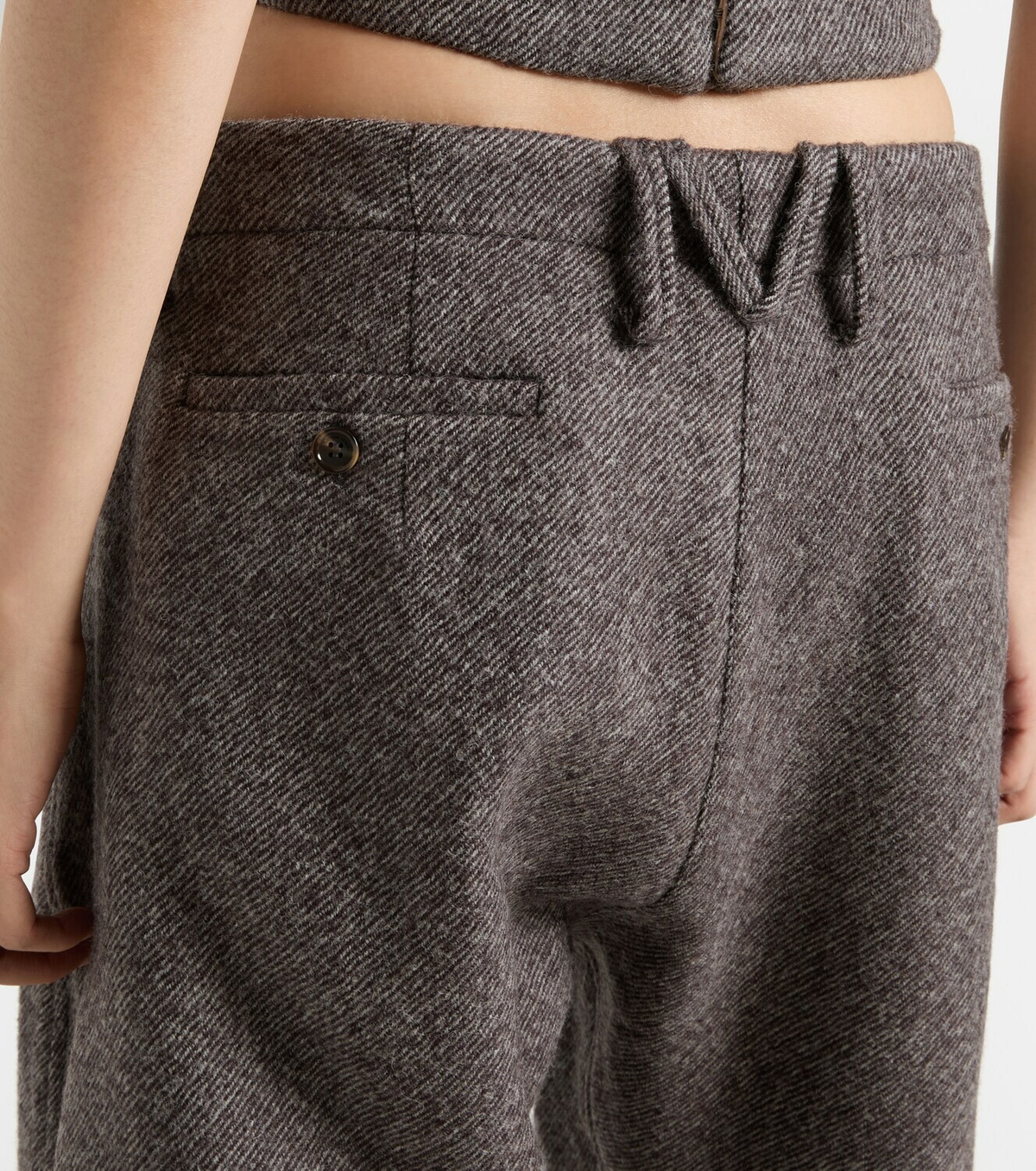 Magda Butrym Low-rise herringbone wool-blend barrel-leg pants