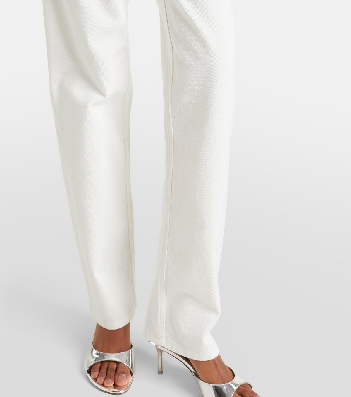 Area Distressed embellished wide-leg jeans