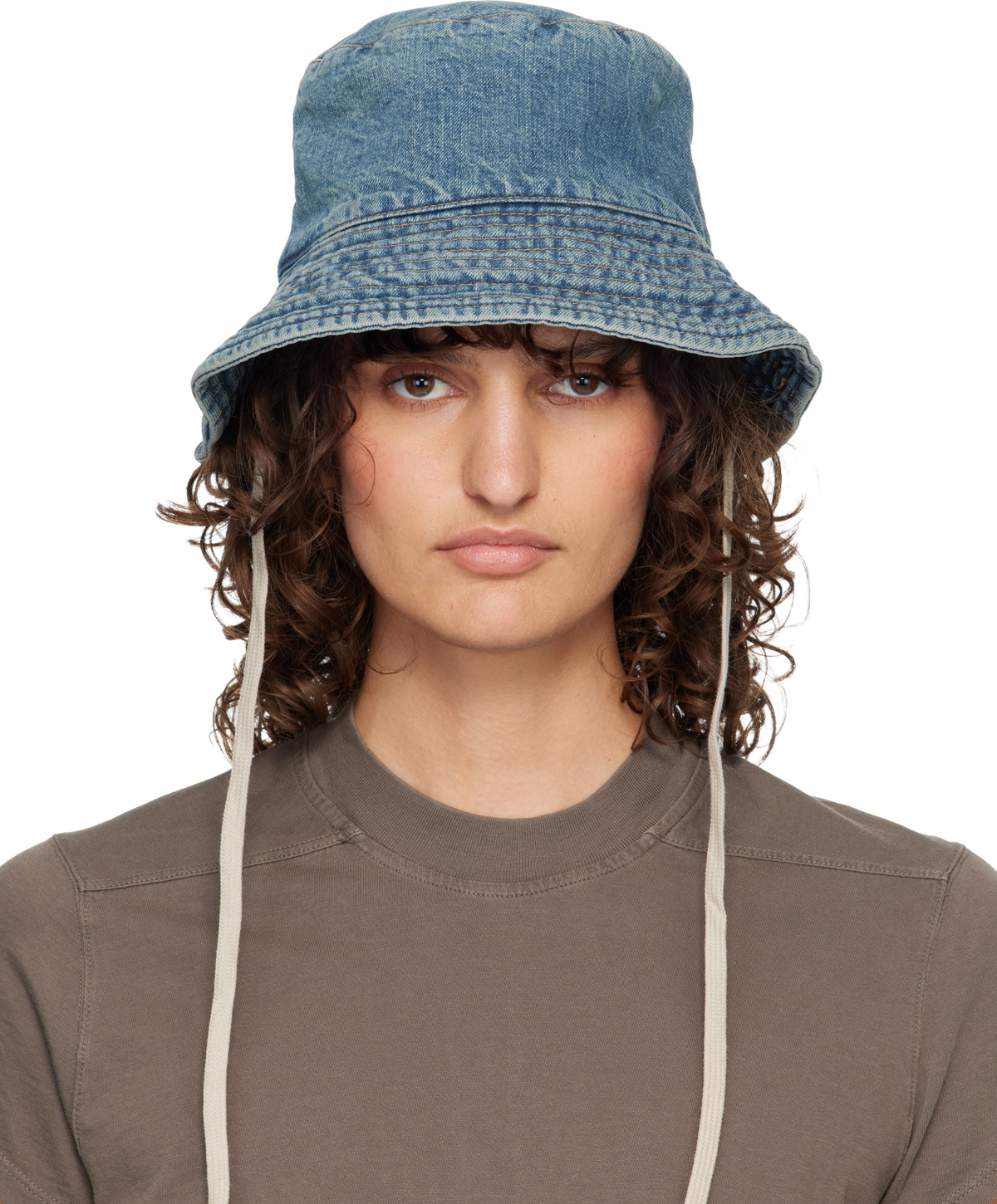 Rick Owens DRKSHDW Gray Foil Stretch Denim Gilligan Hat Rick Owens