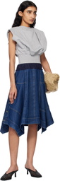 3.1 Phillip Lim Gray & Navy French Terry Denim Combo Top & Midi Dress Set