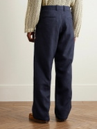 Kartik Research - Pleated Embroidered Wool Trousers - Blue