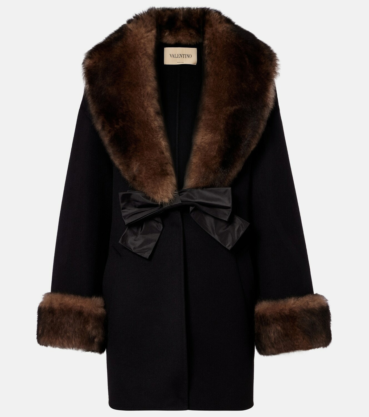 Valentino Shearling-trimmed wool and cashmere peacoat Valentino