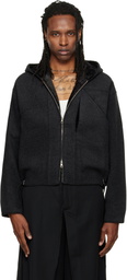 NULLUS Gray Woolen Hooded Hunting Jacket