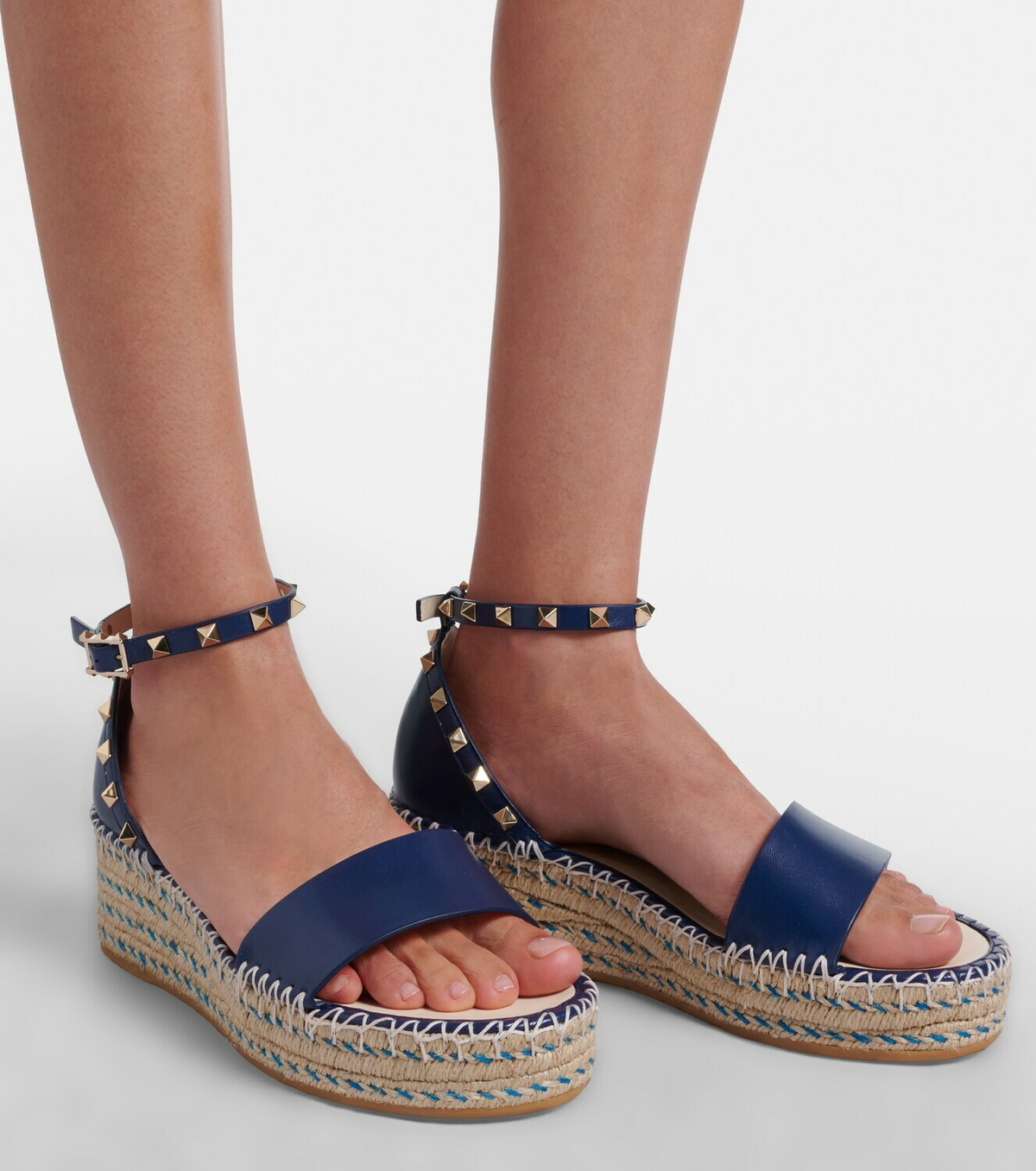 Valentino Garavani Double Rockstud leather espadrille wedges