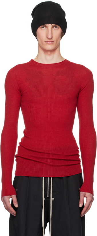 Photo: Rick Owens Red Rib Long Sleeve T-Shirt