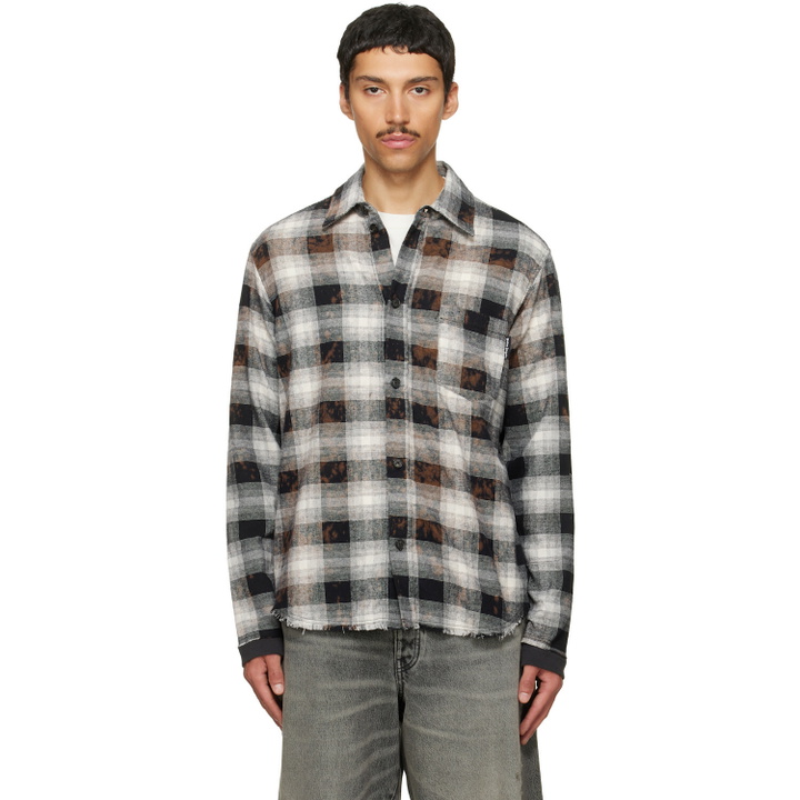 Photo: Palm Angels Black & Off-White Classic Logo Check Shirt