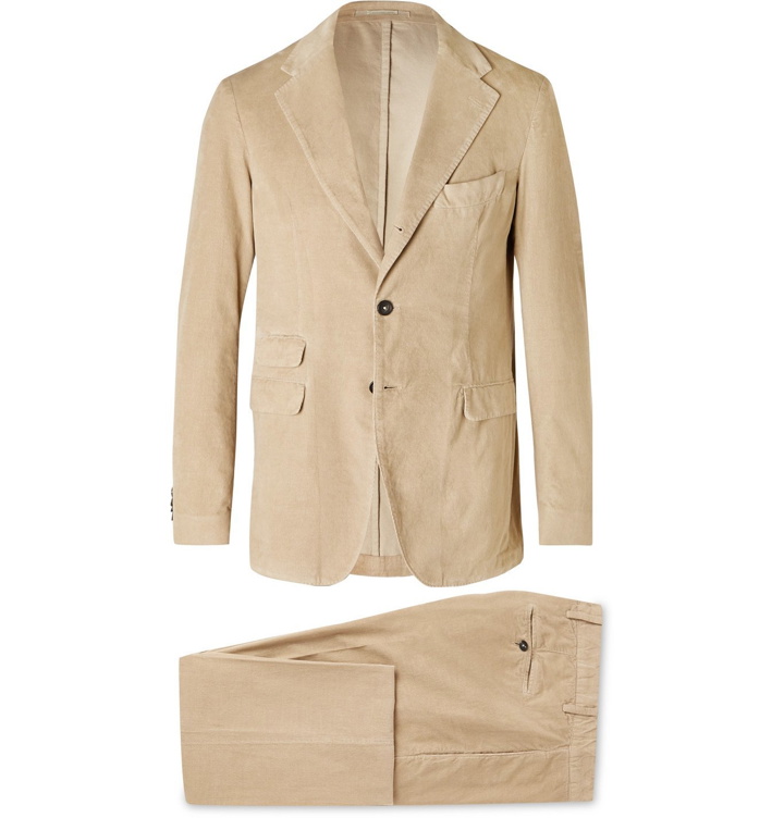 Photo: Massimo Alba - 007 Sloop Slim-Fit Cotton-Corduroy Suit - Neutrals