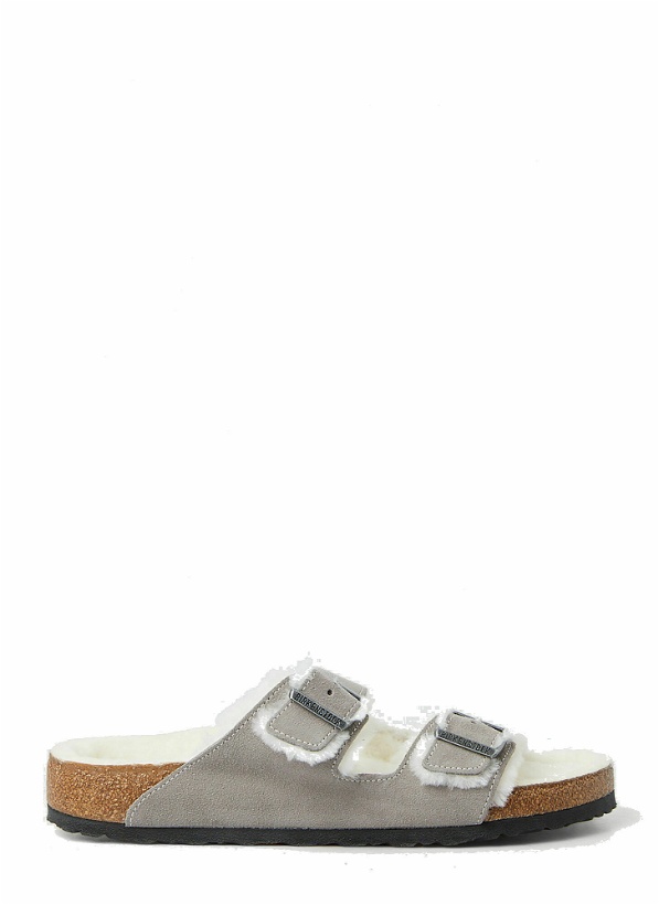 Photo: Arizona Shearling Two Strap Sandals in Grey