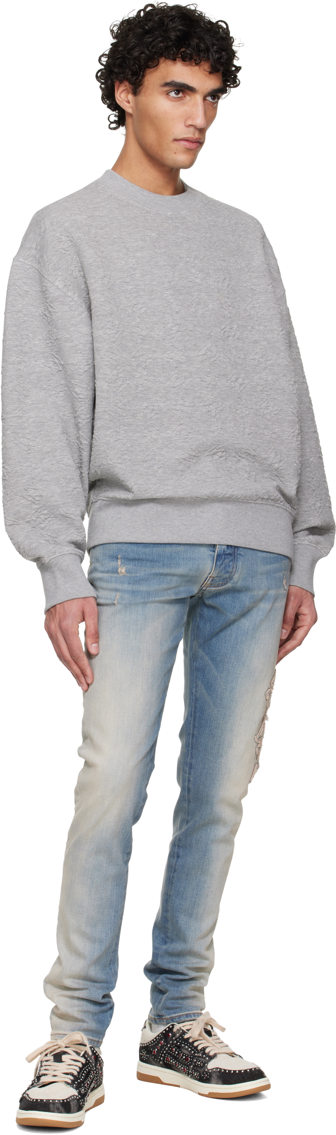 AMIRI Gray MA Quad Oversized Crew Sweatshirt