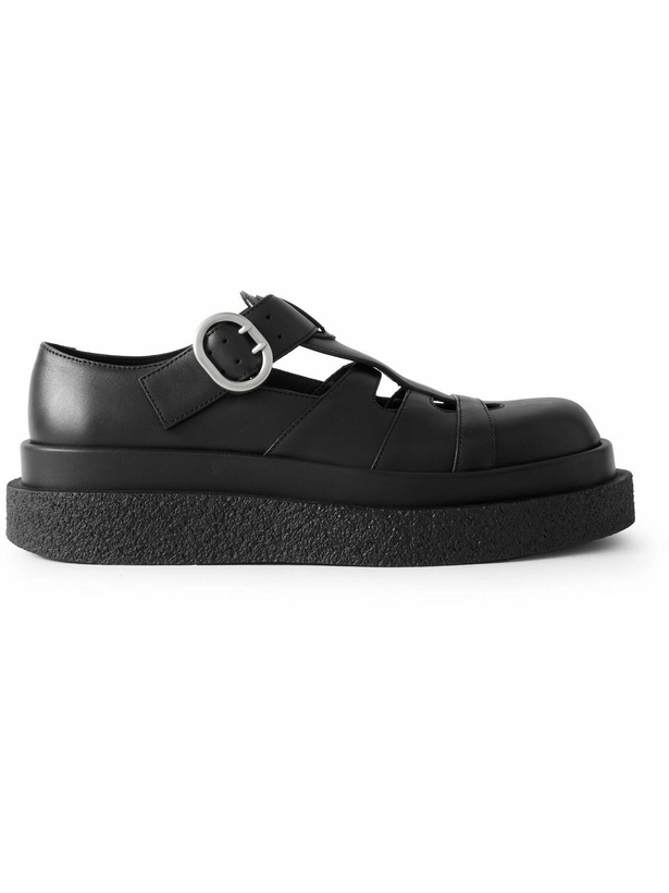 Photo: Jil Sander - Cutout Panelled Leather Sandals - Black