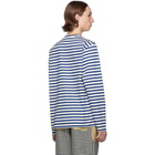 Junya Watanabe Blue and White Striped Long Sleeve T-Shirt