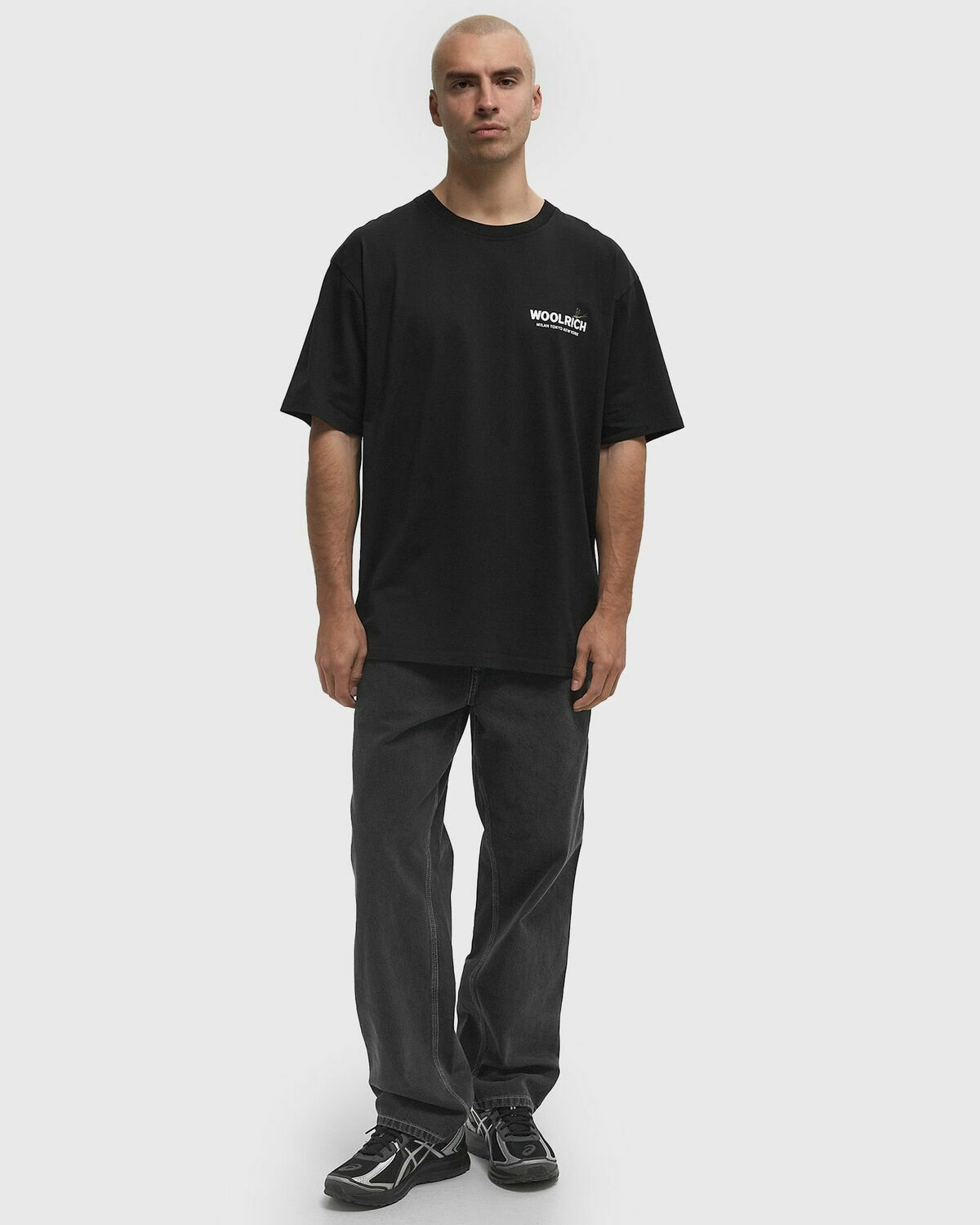 WOOLRICH OVERSIZED TEE FISH GRAPHIC Black Mens Shortsleefe