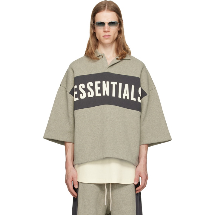 Photo: Fear of God ESSENTIALS Gray Panelled Crop Polo