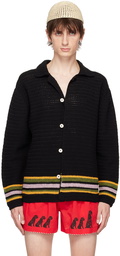 Bode Black Harbor Stripe Cardigan