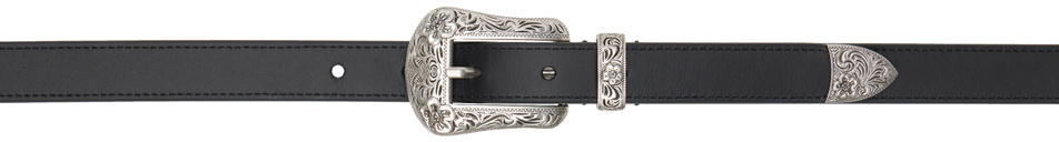 Kenzo Black Kenzo Paris Buckle Western Leather Belt