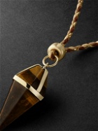 Jacquie Aiche - Gold, Tiger's Eye and Cord Pendant Necklace